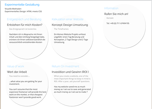 Experimentelles Design - Abbildund: Design einer HTMLpage - JuerxHarlos